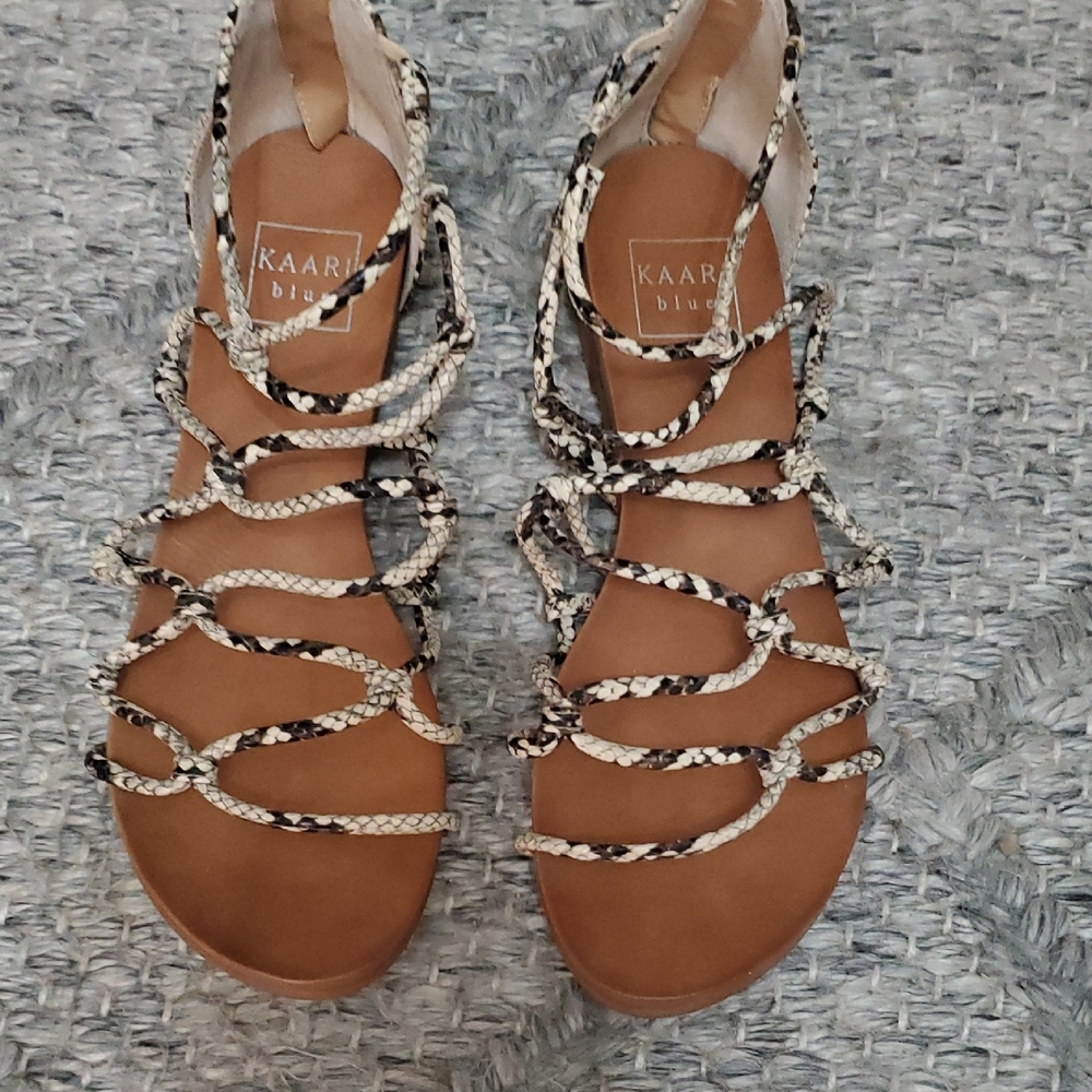 Kaari Blue Tan and Black Gladiator Sandals